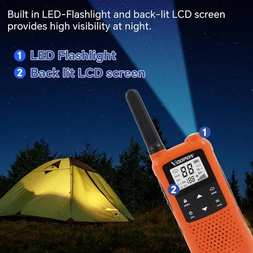 Miniatura 6 de V22 Walkie Talkies recargables para adultos, 22 canales FRS, radios bidireccionales meteorológicas NOAA con pantalla LCD, linterna VOX, batería