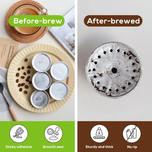 Miniatura 4 de RECAPS Tapas de papel de aluminio para reutilizar cápsulas de café compatibles con Nespresso VertuoLine, 200 unidades de 2.441 in