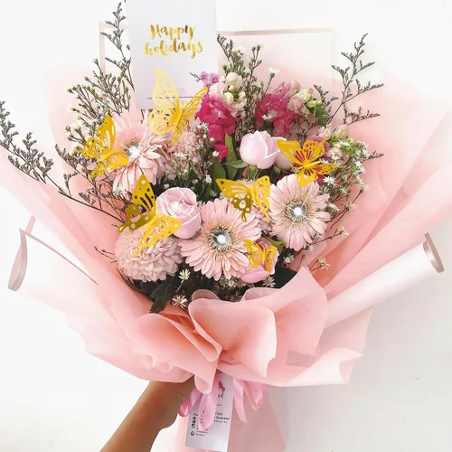 Miniatura 4 de Tetutor 206 Hojas de Papel de Envolver Flores Impermeable, Hojas de Papel de Envolver Ramos, Papeles de Envoltura Floral Ramos con Cintas Alfileres