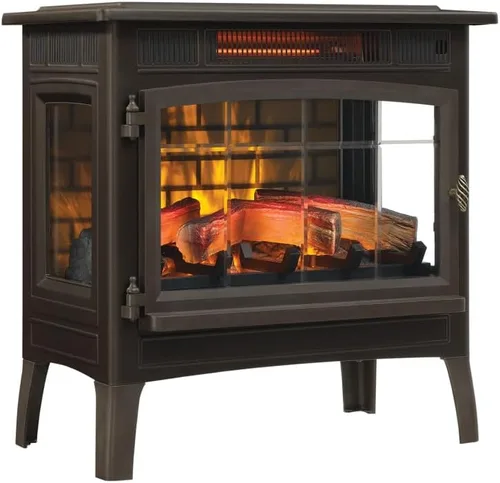 Duraflame Estufa eléctrica independiente de chimenea con efecto de llama 3D para 1,000 pies cuadrados, color bronce