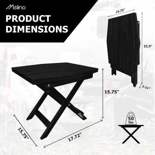Miniatura 3 de Melino Mesa auxiliar plegable de madera para exteriores, con certificación FSC, acacia resistente a la intemperie, mesa pequeña plegable de madera
