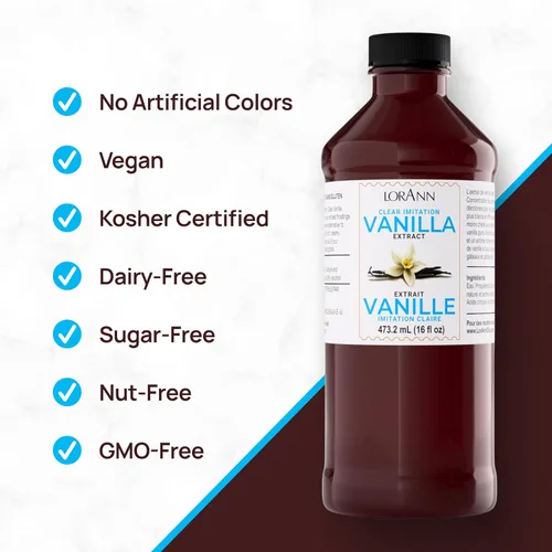 Miniatura 6 de LorAnn - Extracto de vainilla de imitación transparente, 16 onzas (16.2 fl oz), Kosher, vegano, sin azúcar, sin jarabe de maíz, perfecto