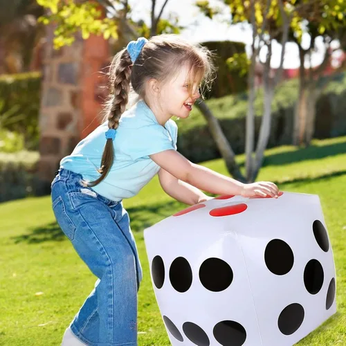 Miniatura 5 de Dados inflables gigantes de 13 pulgadas, juego de 2 dados inflables gigantes para diversión al aire libre y 10 dados de 0.472 in para juegos amplios