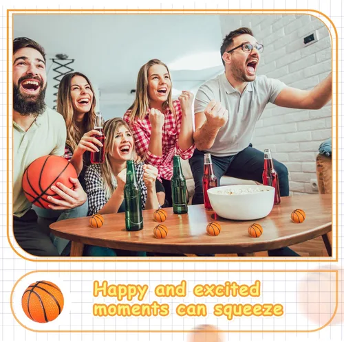 Miniatura 3 de Civaner 40 mini pelotas de baloncesto de goma pequeñas de espuma con bolsa de malla con cordón, regalos para niños y adultos, recuerdos de fiesta