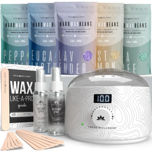 Miniatura 15 de Kit de depilación Tress Wellness para piel sensible, seguro para cara y piel, spray de preparación y cuidado posterior, fácil de usar, kit para uso