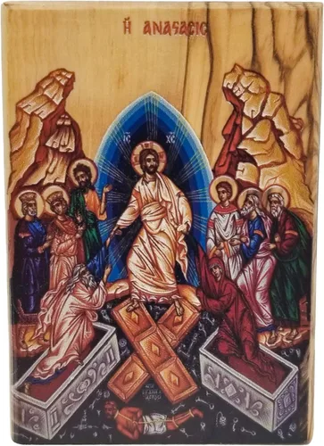 Miniatura 13 de Icono de la Virgen María Reina del Cielo de Israel, decoración de madera de olivo de Tierra Santa, placa de madera religiosa de pie sagrada, arte