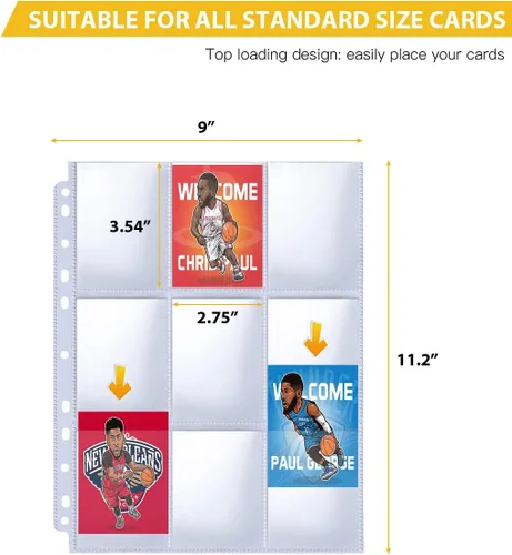Miniatura 3 de Protector de página de 9 bolsillos, paquete de 200 fundas para tarjetas coleccionables para Skylanders, MTG, cupón, juego, tarjetas de fútbol
