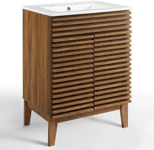 Miniatura 55 de Modway Render 23.5" tocador de baño en nogal (lavabo no incluido)