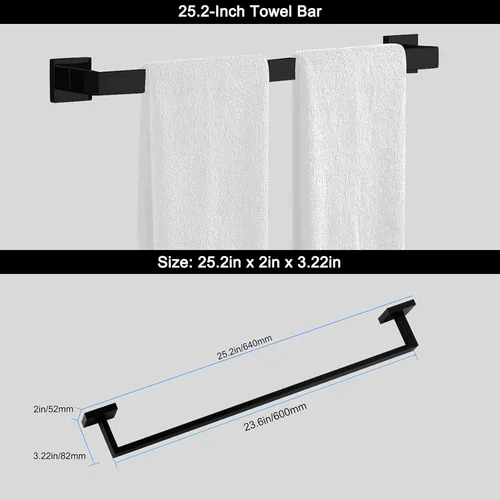 Miniatura 5 de Ralbay Toallero de baño, juego de 5 piezas de accesorios de baño de acero inoxidable de alta calidad, juego de toallero montado en la pared