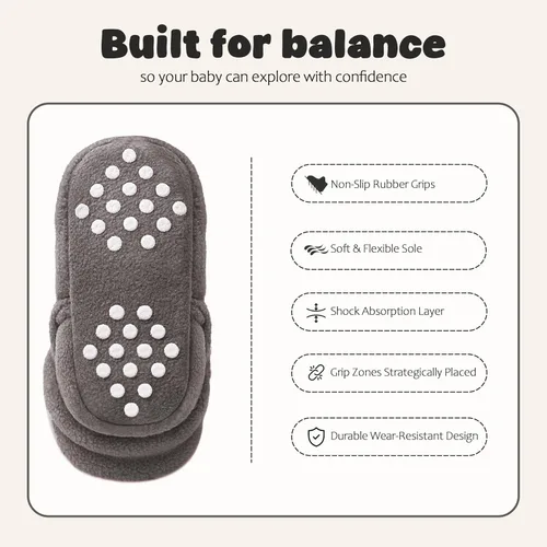 Miniatura 6 de Botines de forro polar para recién nacido, unisex, antideslizantes, para recién nacidos, primeros pasos, zapatos cálidos para la casa para bebés