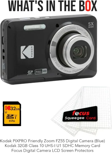 Miniatura 7 de Kodak PIXPRO Friendly Zoom FZ55 - Cámara digital (negro) con tarjeta de memoria de 32 GB y protectores de pantalla LCD para cámara digital