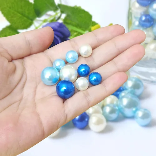 Miniatura 3 de 140 perlas sin agujero para relleno de jarrón y jarrón, cuentas de perlas para jarrones, centros de mesa, velas, centros de mesa, soporte de azul
