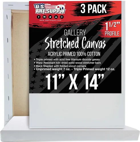 Miniatura 9 de U.S. Art Supply Lienzo grande estirado para pintar de 16 x 20 pulgadas, profundidad de galería, 1-1/2 pulgadas de grosor, paquete de 3 – 12 onzas