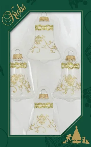 Miniatura 40 de Adornos de árbol de Navidad de vidrio - 67 mm/2.625" [4 piezas] Bolas decoradas de Adornos navideños sin costuras para colgar de Christmas by Krebs