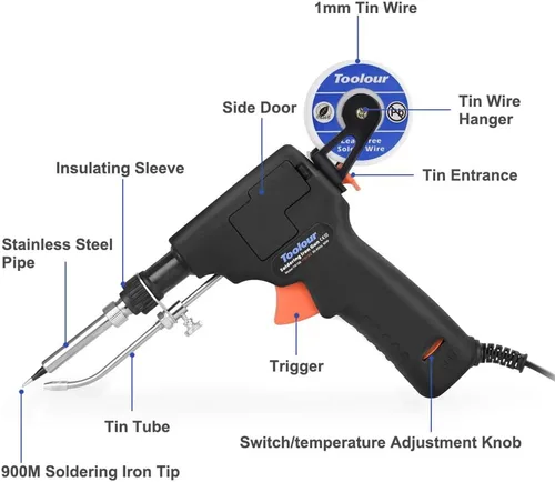 Miniatura 3 de Kit de pistola de soldadura automática industrial, alimentación de soldadura, control de temperatura de 60 W, pistolas de soldadura de calor interno