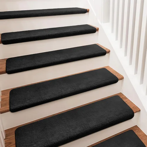 Miniatura 21 de PURE ERA Protectores de escalera para interiores, ultra felpa, suaves, para interiores, aptos para mascotas, cinta antideslizante, sin lavable
