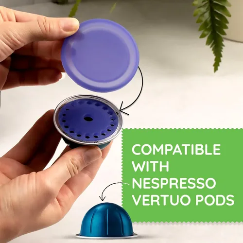 Miniatura 7 de My-Cap Juego de tapas y tapas reutilizables para cápsulas de café, compatibles con cápsulas Nespresso Vertuo, tapa y tapa de cápsulas de café Azul