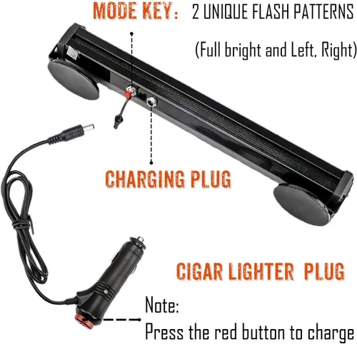 Miniatura 3 de Barra de Luces de Emergencia Inalámbricas Ámbar/Blancas con Batería para Asesor de Tráfico, Baliza LED Estroboscópica de Advertencia para Techo