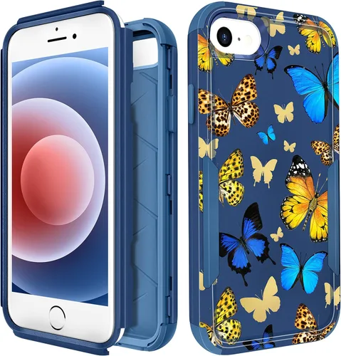 Miniatura 126 de para iPhone 11 - Funda para mujeres y niñas, diseño único estético, mariposa azul kawaii para adolescentes, funda protectora resistente, dura, a