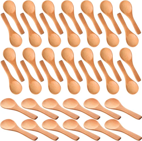 Miniatura 15 de Boao 50 Pzas Cucharas Pequeñas de Madera, 3.5'' L, Mini Cucharas Pequeñas de Madera Natural Cucharaditas Pequeñas para Frascos Azúcar Cremera Miel