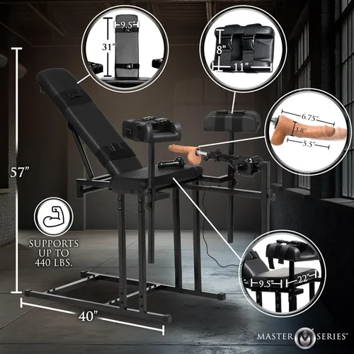 Miniatura 2 de Master Series Silla de Obediencia Completamente Ajustable Ultimate con Máquina Sexual – Dildo de Empuje para Hombres, Mujeres y Parejas Estructura