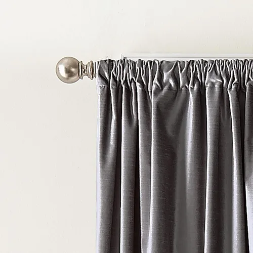 Miniatura 6 de Cortinas DKNY Modernas con Nudos de Terciopelo Forrado, Paneles Pares, 108", Carbón Gris antracita