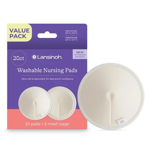 Miniatura 7 de Lansinoh Almohadillas de lactancia lavables, hechas con viscosa de bambú orgánica, almohadillas reutilizables para lactancia materna con bolsa
