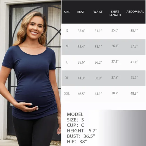 Miniatura 14 de GINKANA Blusas de maternidad de manga corta, diseño floral, fruncido, casual, para mamá, para embarazo