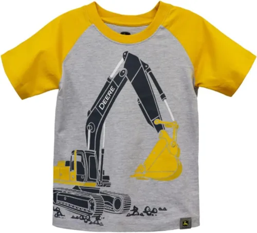 John Deere Camiseta excavadora de manga corta color gris dorado tallas 2T 3T 4T