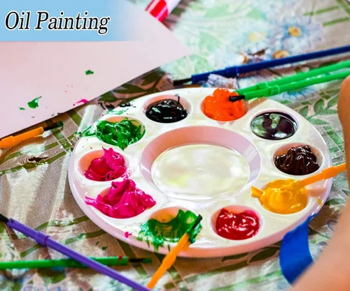 Miniatura 3 de 100 bandejas de pintura para niños, paleta de pintura de plástico con 10 pozos, paleta de bandeja de pintura acrílica inifus para niños, estudiantes
