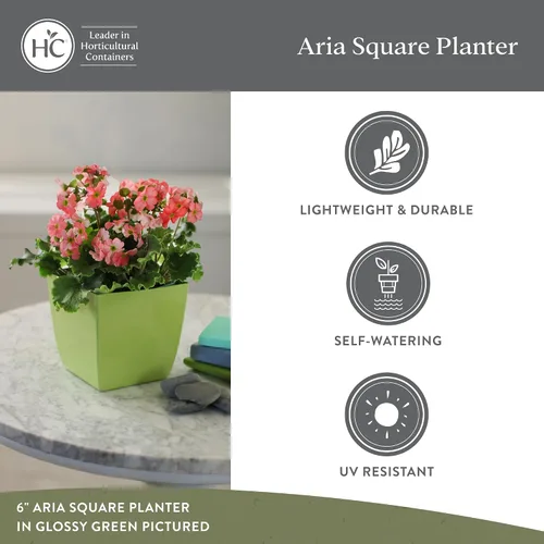 Miniatura 4 de The HC Companies Aria Maceta cuadrada de riego automático con drenaje, macetas para plantas de exterior y plantas de interior, macetas de plástico