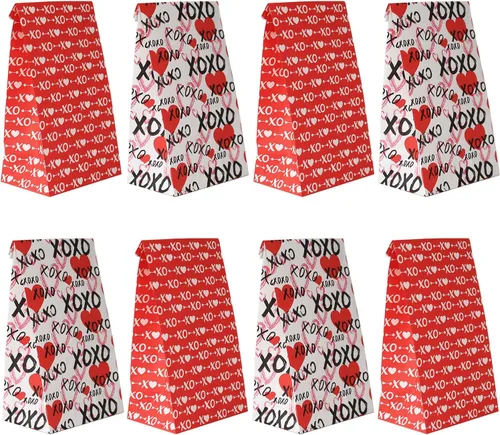 Bolsas de San Valentín Haobell - 24 piezas de bolsas de regalo de San Valentín con pegatinas para fiestas en el aula, niños, compañeros de trabajo