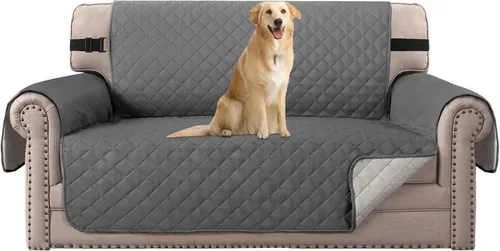 Miniatura 50 de H.VERSAILTEX Funda de sofá resistente al agua para sofá de 3 cojines, reversible, protector de muebles acolchado con correa elástica, funda de sofá