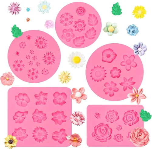 Miniatura 12 de Moldes de silicona con diseño de mariposa, 6 moldes de flores para chocolate, para tartas, fresas, hornear, cupcakes, arcilla de resina Moldes