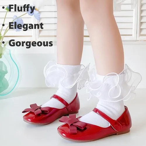 Miniatura 2 de Calcetines con volantes para niñas, calcetines de encaje doble con volantes, calcetines de algodón para concurso de belleza, paquete de 36