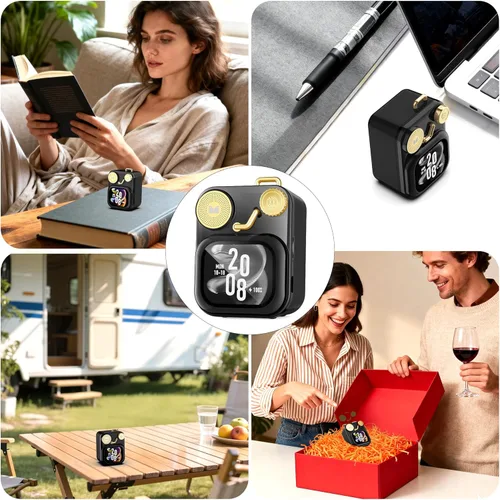 Miniatura 8 de Altavoces Bluetooth Monster S350, Altavoz Inalámbrico Portátil con Pantalla Táctil, Bluetooth 6.0, Altavoz de Regalo Retro con Mensaje y Alarma