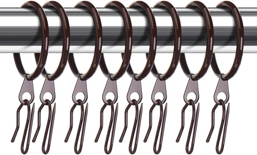 Miniatura 8 de Hotop 30 piezas de argollas de cortina de metal 0.98/1.26/1.65 pulgadas de diámetro interior y 30 piezas de ganchos de cortina de metal para Negro