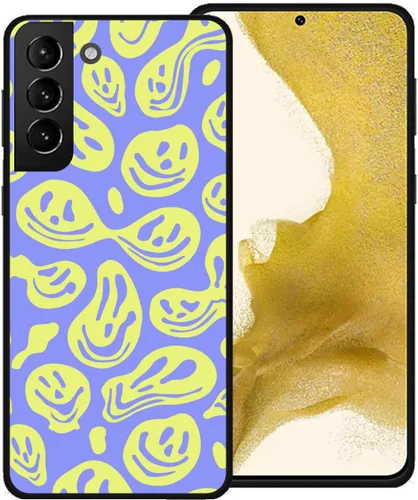Miniatura 17 de Funda de teléfono para Samsung Galaxy S22 5G, rosa pastel y blanco, divertida sonrisa trippy derretida hippie sonriente calavera fantasma cara linda