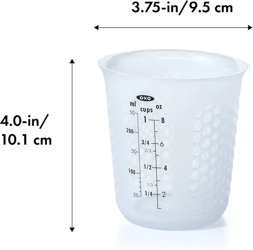 Miniatura 2 de 1 taza de medir de silicón para exprimir y verter, con patrón Stay-Cool, de la marca Oxo Good Grips, Transparente