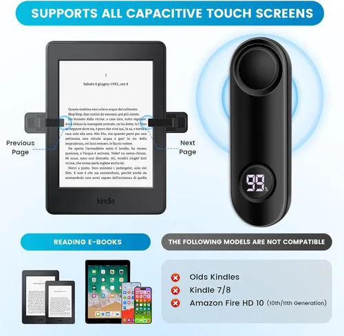 Miniatura 3 de Turner de páginas para Kindle Paperwhite, RF Control remoto Clicker Page Turner Accesorios Kindle para iPhone, iPad, tabletas Android, novelas