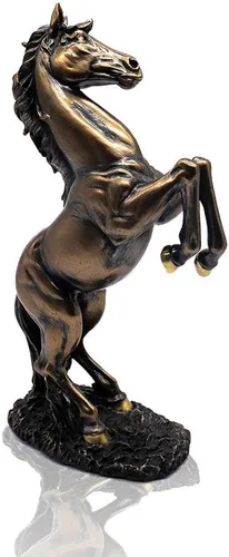 Miniatura 7 de Lependor Estatua de resina de caballo de pie, escultura de caballo de lucha para decoración del hogar, figura de arte, adorno decorativo de Negro