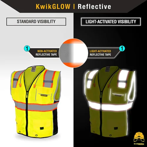 Miniatura 3 de KwikSafety - Charlotte, NC - Chaleco de seguridad clásico y supremo [bolsillo gigante] Clase 2 Trabajo PPE ANSI probado OSHA Cumple con OSHA