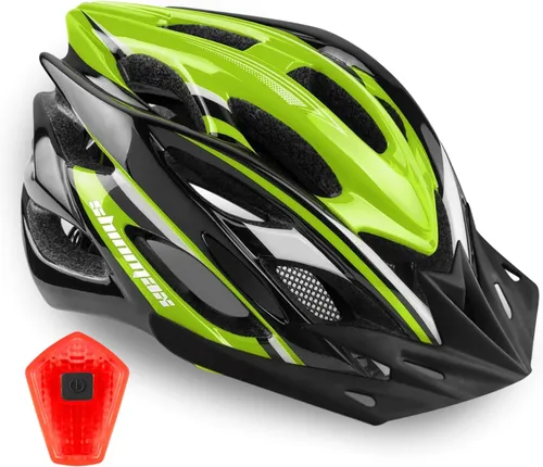 Miniatura 12 de Casco de bicicleta para hombre y mujer, casco de bicicleta Shinmax con luz trasera y visera desmontable Negro