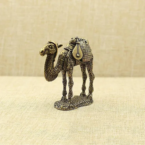 Decoración para el hogar de latón, 2.0x1.9 in hecha a mano de seda de camino de latón puro retro animal camello estatua decoración de escritorio