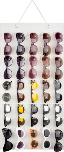 PACMAXI Organizador de almacenamiento para lentes de sol, bolsillo de pared montado por gafas de sol, soporte de almacenamiento para anteojos Blanco