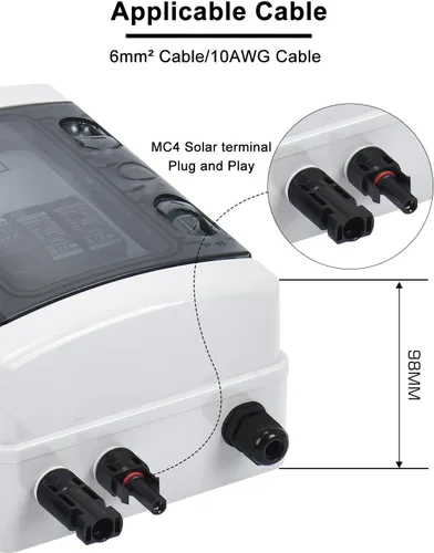 Miniatura 7 de DIHOOL Caja de interruptor de desconexión de panel solar Caja de disyuntor de CC de 40 amperios, caja combinadora de 1000 V PV para RV