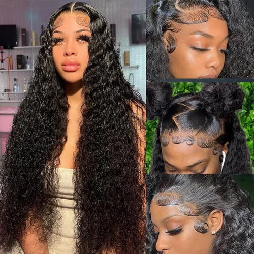 Miniatura 10 de Bling Hair - Peluca de cabello humano con encaje frontal de 26 pulgadas, predepilada, sin pegamento, peluca frontal de encaje HD de 13 x 4, pelucas
