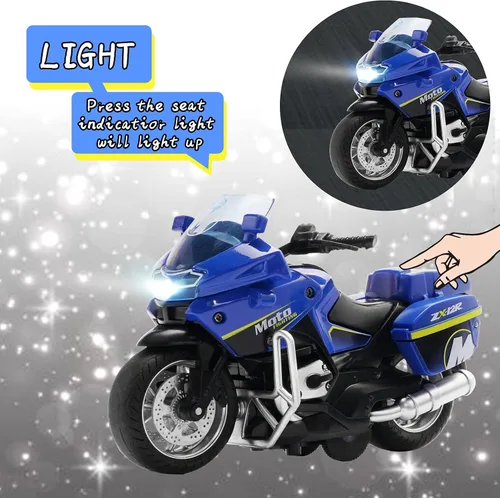 Miniatura 4 de Modelo de motocicleta de juguete, vehículos de tracción con sonidos y luces, juguetes de motocicleta para niños de 3 a 9 años, para jóvenes a