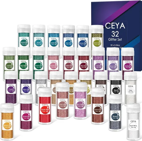 Miniatura 24 de Ceya Purpurina en polvo ultrafina de 3.8 onzas / 3.88 oz con purpurina blanca perla, 1/128 pulgadas, 0.008 pulgadas, 0.008 in para slime, resina