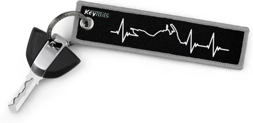 Miniatura 2 de KEYTAILS Llaveros, Etiqueta de Llave de Calidad Premium para Motocicleta, Coche, Scooter, ATV, UTV [Aventura, Deporte Dual - Latido del Corazón] Rojo
